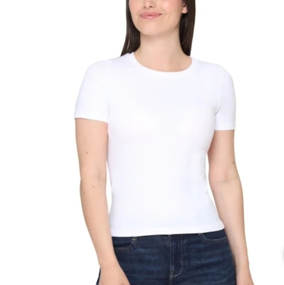 Set Of 2 Tahari Tees Smoothing T-shirts Black White Women's Size Small Crewneck - Picture 14 of 16